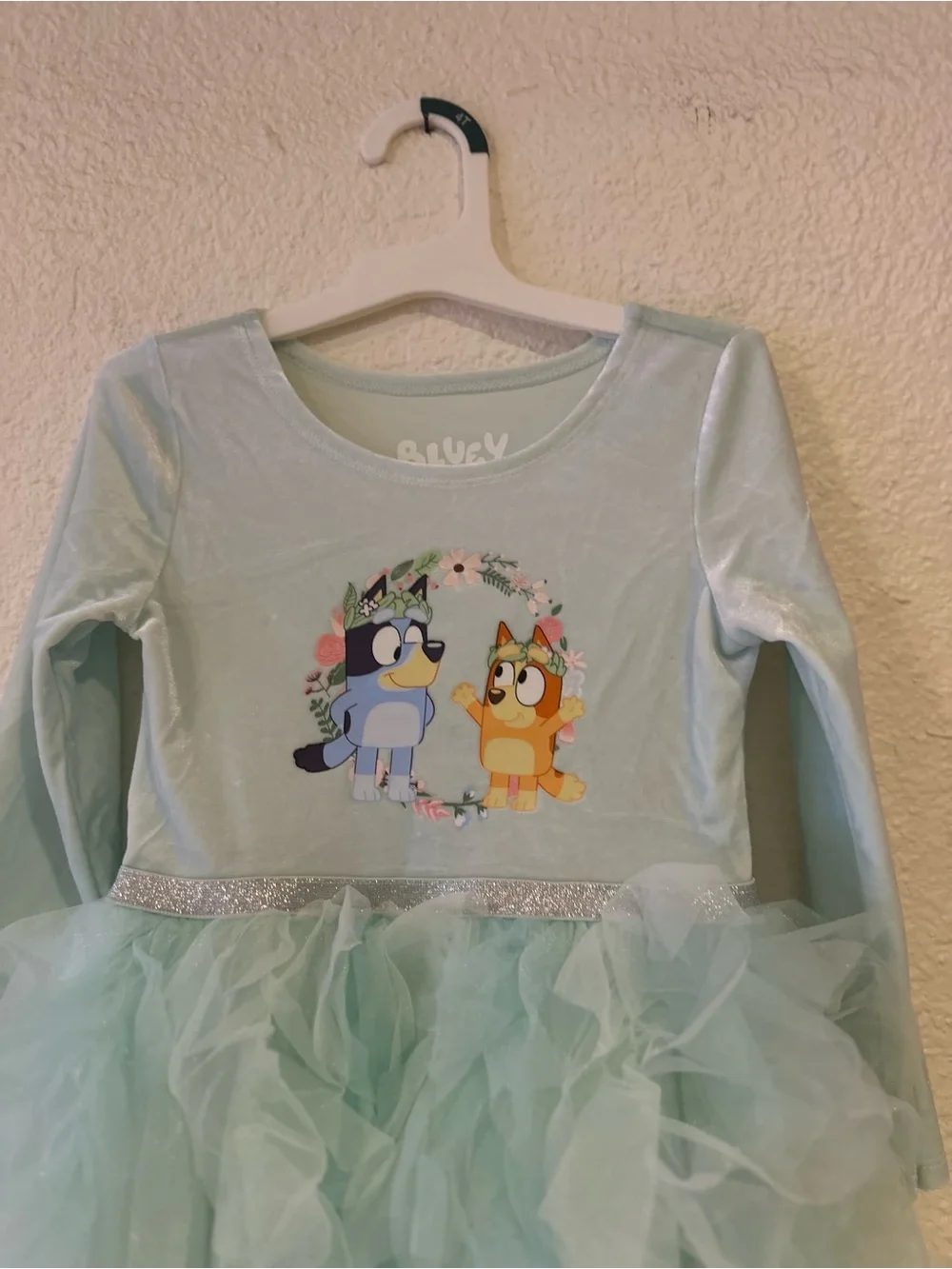 Bluey Mint Tulle Party Dress - Light Green Kids Costume